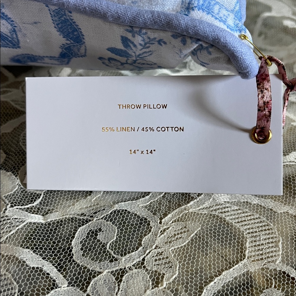 LoveShackFancy Blue and White Floral Throw Pillow ( BLISSFUL BLUE) - Picture 5 of 8